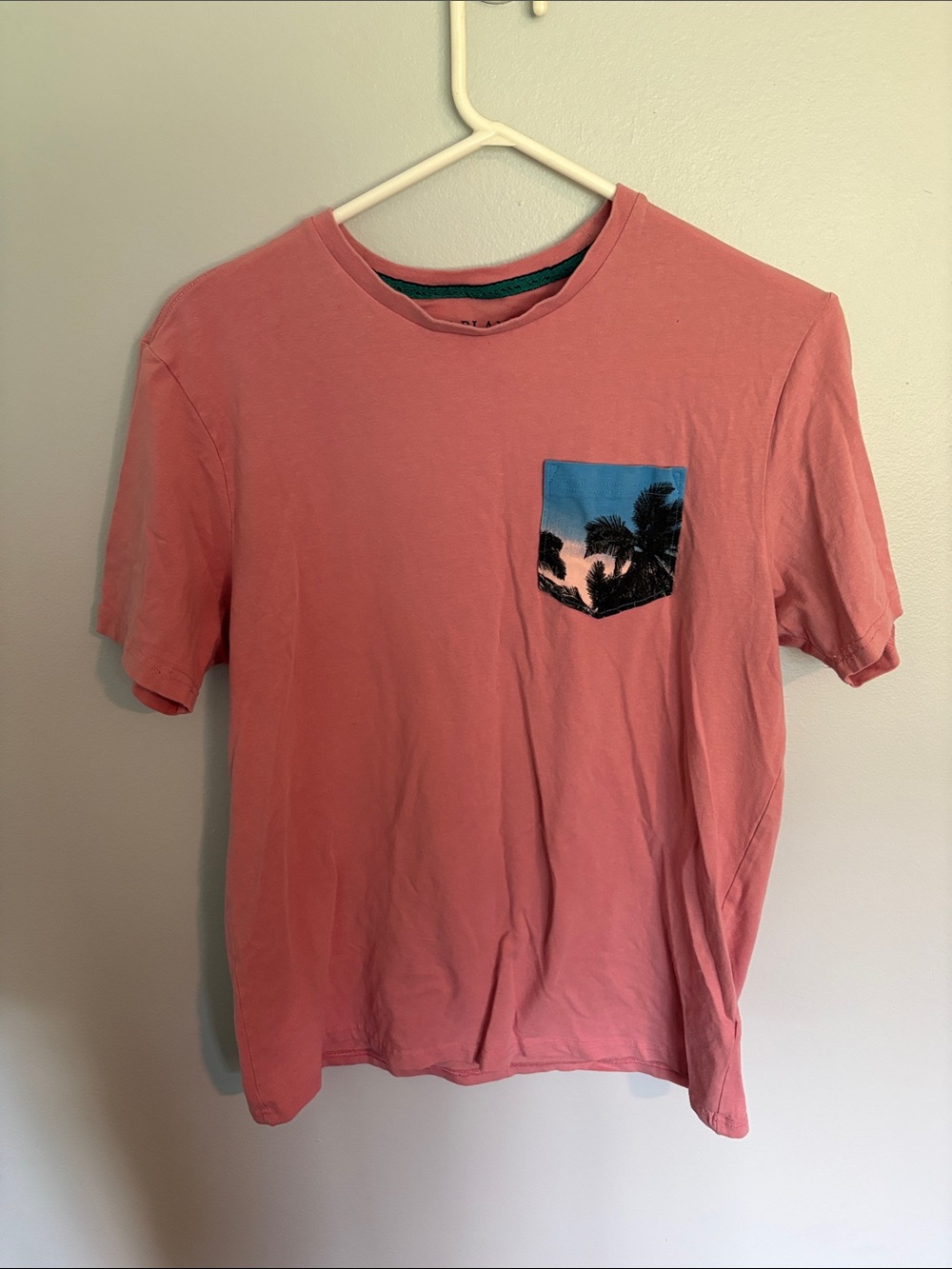 Free Planet Coral Short Sleeve Tee with Palm-Print Pocket